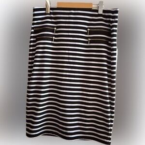 Grace Elements Large Black & White Striped Pencil Skirt